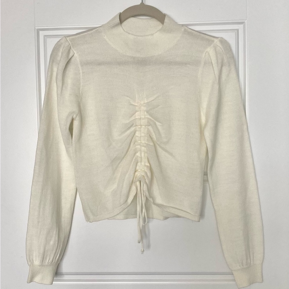 White sheer turtleneck